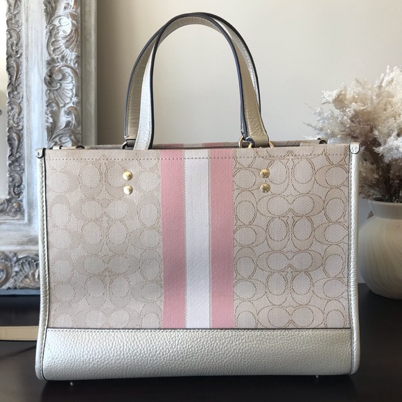 Coach Dempsey Carryall Tote Crossbody Purse with Stripe and Coach Patch - Picture 2 of 16